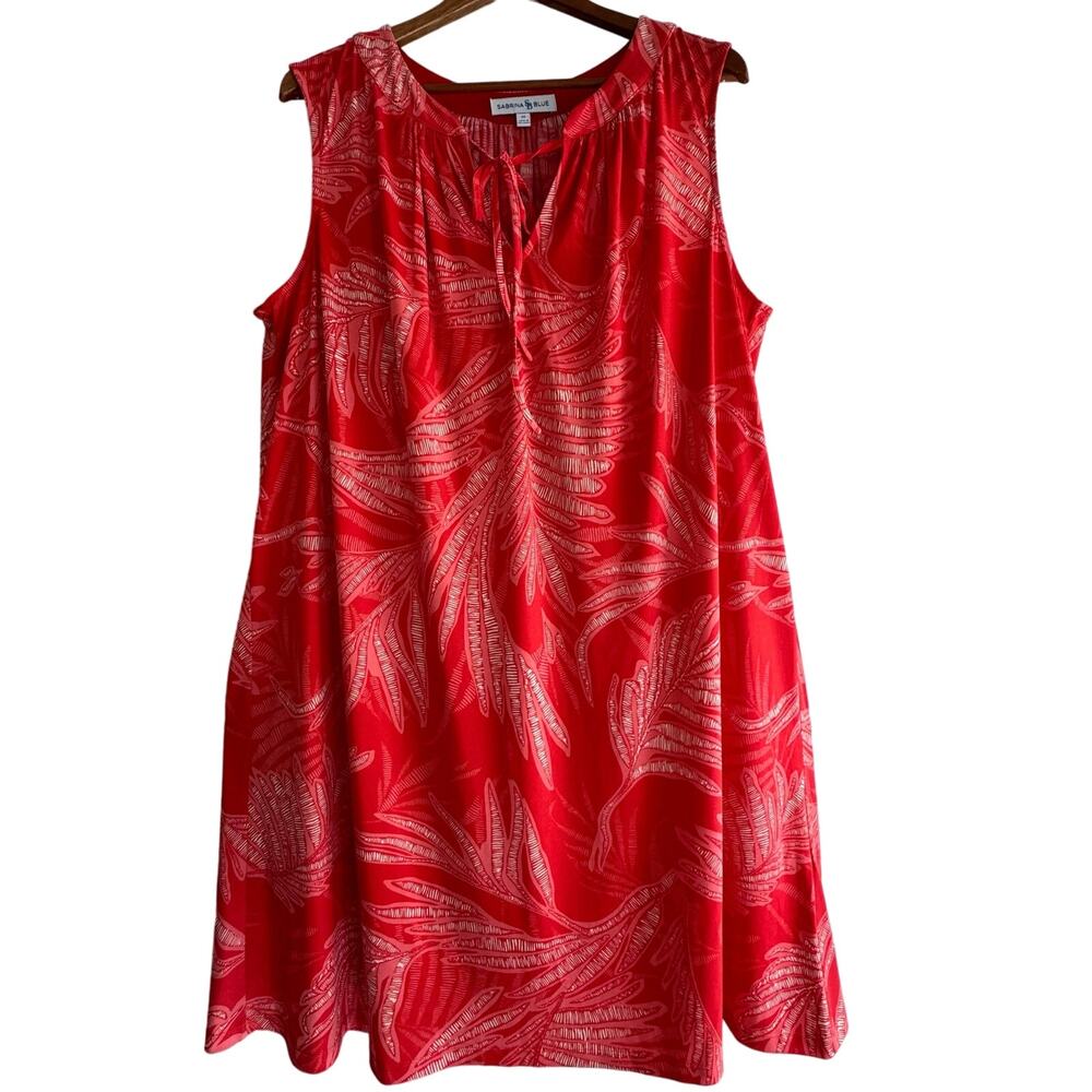 Sabrina Blue | 2X | Sleeveless Shift Dress in deep coral